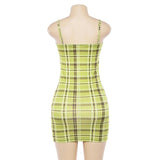 Pastel Green Plaid Mini Dress