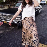 High Waisted Leopard Midi Skirt