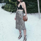 High Waisted Leopard Midi Skirt