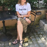 High Waisted Leopard Midi Skirt