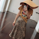 High Waisted Leopard Midi Skirt
