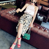High Waisted Leopard Midi Skirt