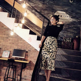 High Waisted Leopard Midi Skirt