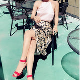 High Waisted Leopard Midi Skirt
