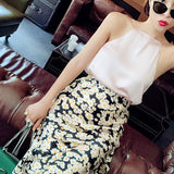 High Waisted Leopard Midi Skirt