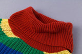 Rainbow Knit Turtleneck Sweater