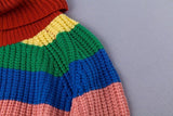 Rainbow Knit Turtleneck Sweater