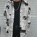 Newspaper Button Up Tee