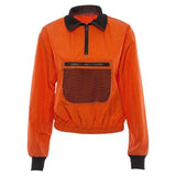 Orange Mesh Pocket Pullover