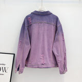 Purple Gradient Distressed Denim Jacket