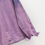 Purple Gradient Distressed Denim Jacket