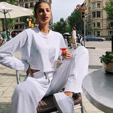 High Waisted White Zipper Trousers