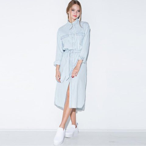Denim Long Button Up Dress