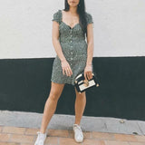 Green Ruffled Floral Dress