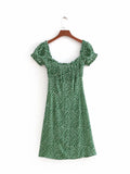 Green Ruffled Floral Dress