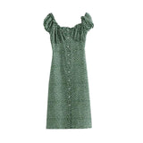 Green Ruffled Floral Dress