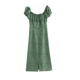 Green Ruffled Floral Dress