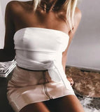PU Leather High Waisted Mini Skirt