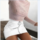 PU Leather High Waisted Mini Skirt