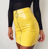 PU Leather High Waisted Mini Skirt