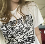 Starry Night Line Drawing Tee
