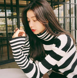 Striped Turtleneck Knitted Sweater