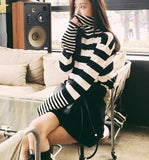 Striped Turtleneck Knitted Sweater