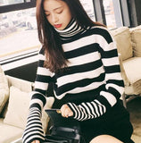 Striped Turtleneck Knitted Sweater