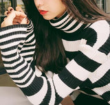Striped Turtleneck Knitted Sweater