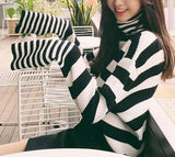 Striped Turtleneck Knitted Sweater