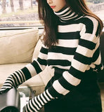 Striped Turtleneck Knitted Sweater