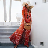 Polka Dot Maxi Wrap Dress
