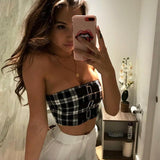 Plaid Buckled Tube Top