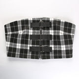 Plaid Buckled Tube Top