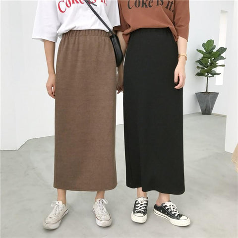 High Waisted Ankle Length Maxi Skirt