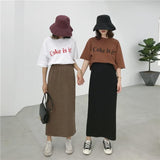 High Waisted Ankle Length Maxi Skirt