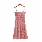 Red Floral Spaghetti Strap Dress