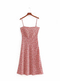 Red Floral Cami Midi Dress