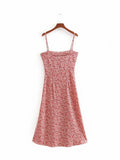 Red Floral Cami Midi Dress