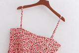 Red Floral Cami Midi Dress