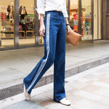 Deconstructed High Waisted Single Stripe Denim