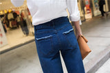 Deconstructed High Waisted Single Stripe Denim