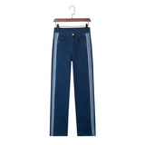 Deconstructed High Waisted Single Stripe Denim