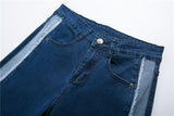 Deconstructed High Waisted Single Stripe Denim