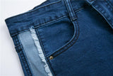 Deconstructed High Waisted Single Stripe Denim