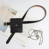Basic Button Belt Bag With Detachable Chains