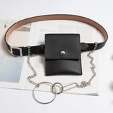Basic Button Belt Bag With Detachable Chains