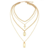 Cross Virgin Mary Gold Ingot Pendant Chain