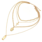 Cross Virgin Mary Gold Ingot Pendant Chain