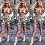 Snake Skin Print Tube Top & Biker Shorts Set